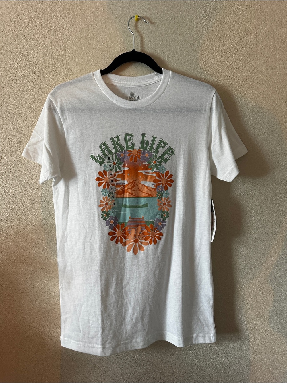 Jadelynn Brooke Lake Life Graphic Tee - White with Orange & Green Print